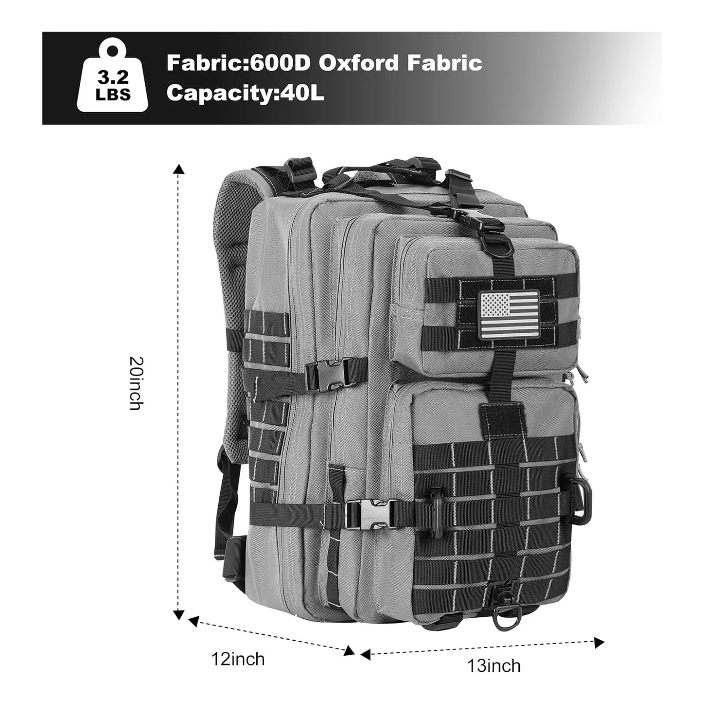 Mochila Táctica Militar Campamento 3 Días Resistente Agua Sistema Molle