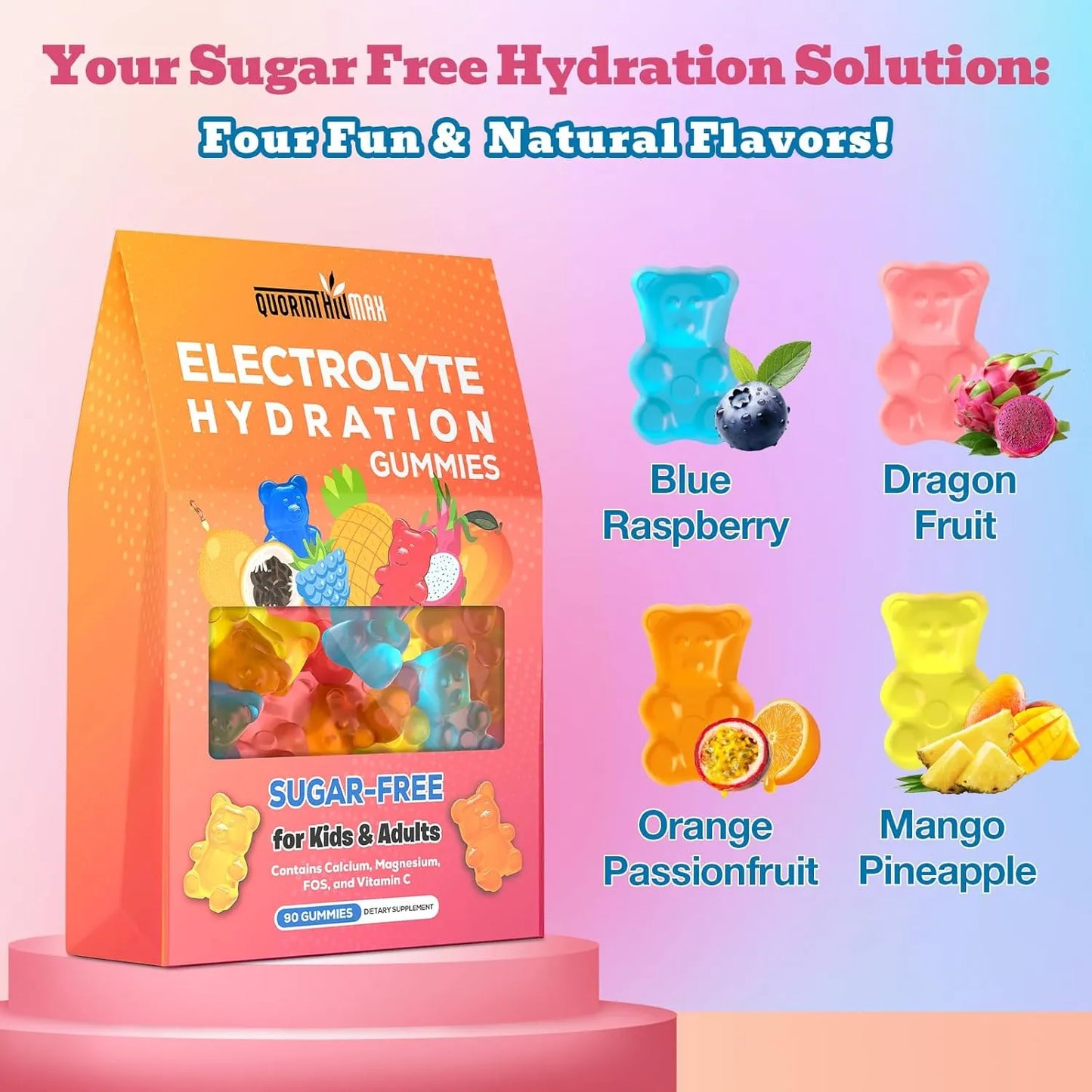 Gomitas Energéticas Hidratantes Con Electrolitos Calcio Y Vitamina C Para Niños Y Adultos