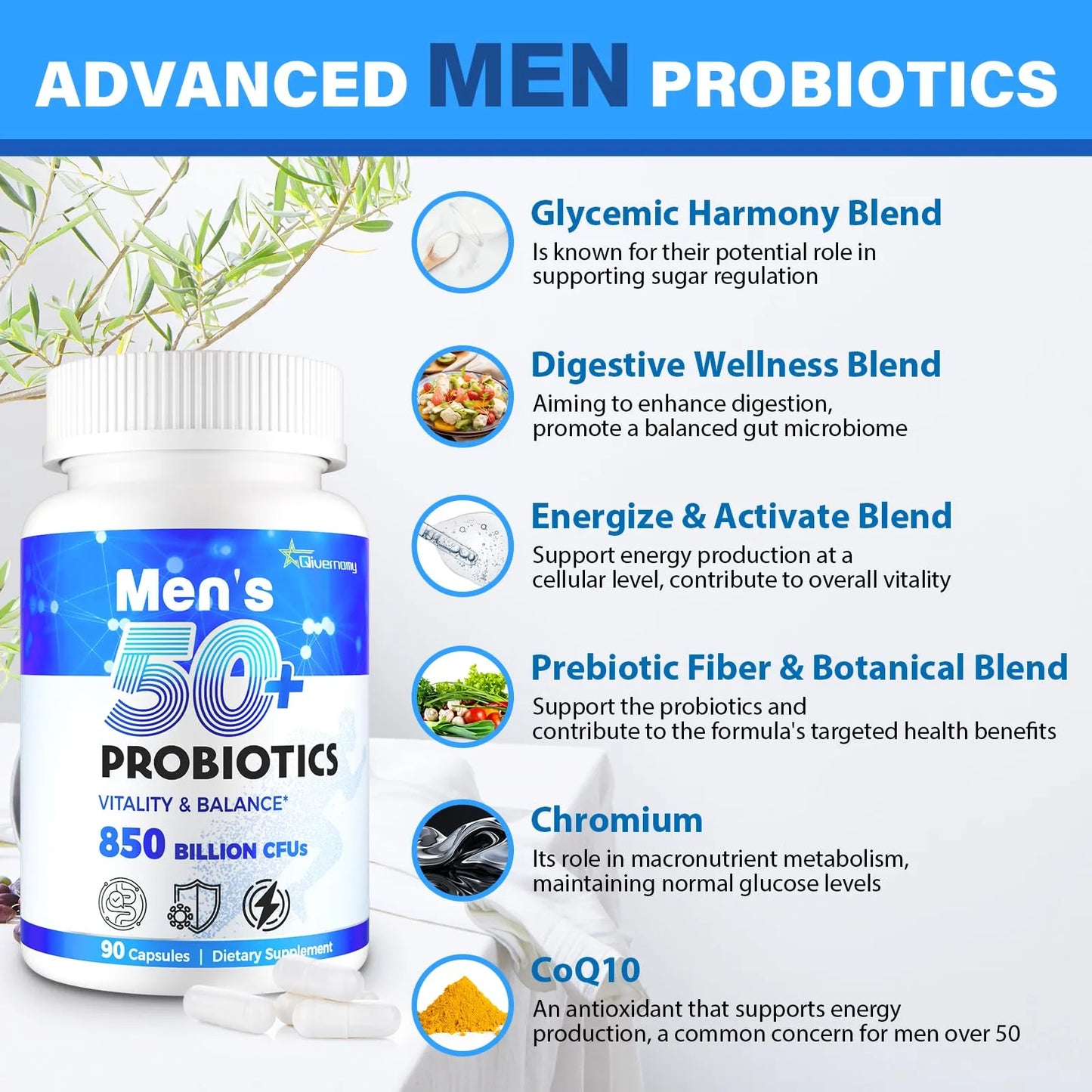 Probióticos Avanzados Hombre 50+ Apoyo Intestinal Y Energía 850 Mil Millones UFC