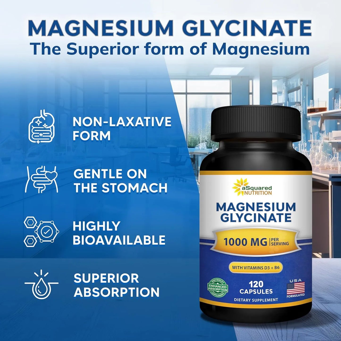 Glicinato De Magnesio 1000 Mg Con Vitamina D3 Y B6 Para Dormir Mejor Y Relajar Musculos 120 Capsulas