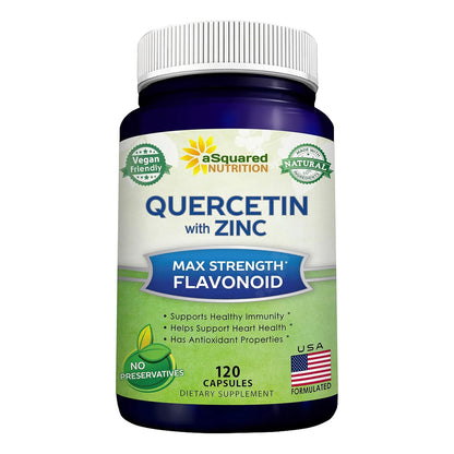 Quercetina 1000 Mg Con Zinc Y Saúco Negro 120 Cápsulas aSquared Nutrition Antioxidante E Inmunológico