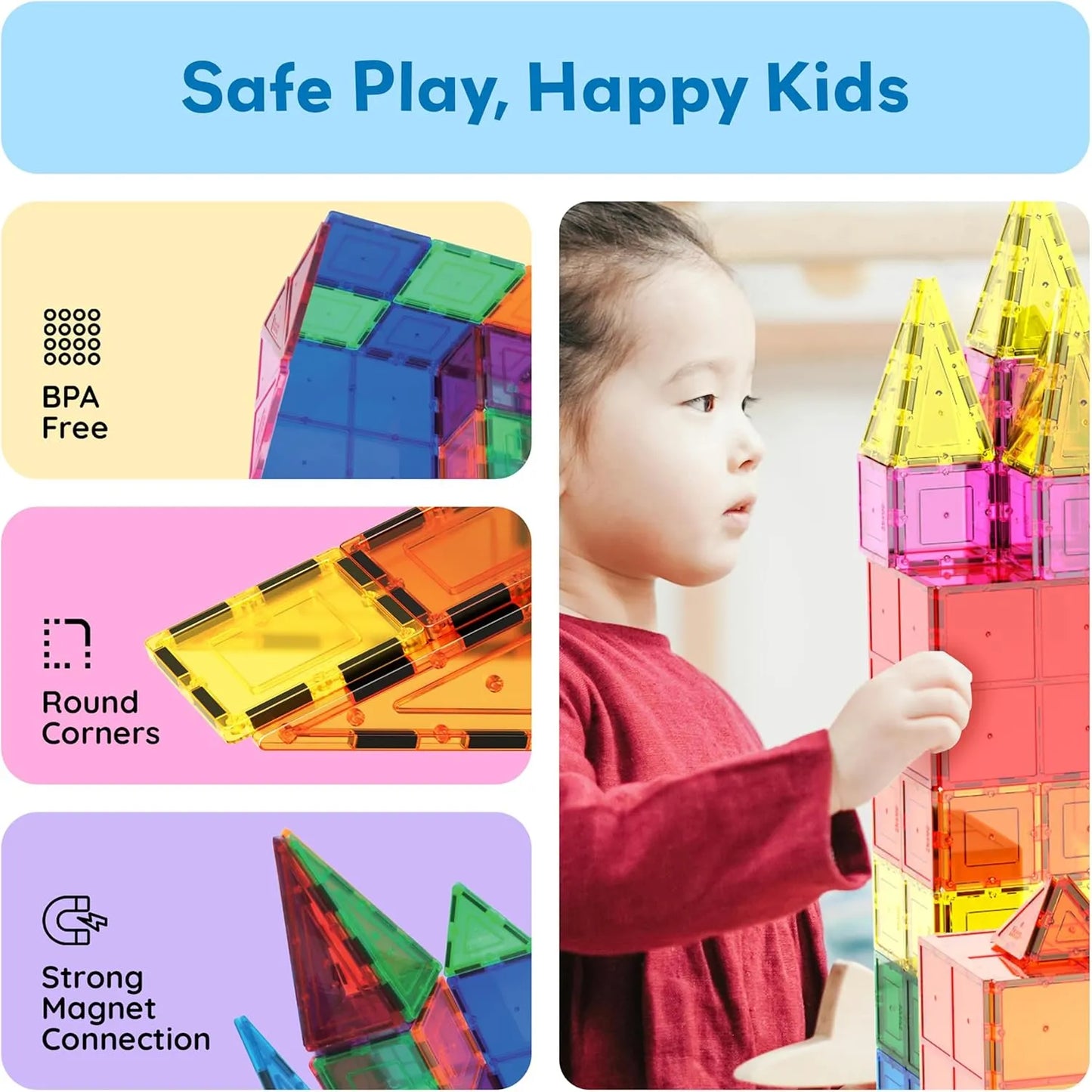 Set De 60 Bloques Magneticos Educativos Para Creatividad Infantil
