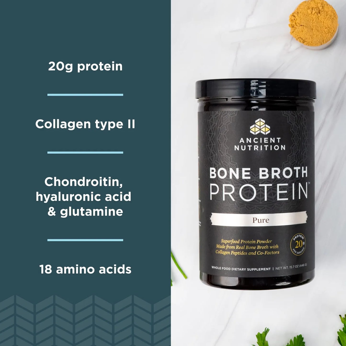 Proteina De Caldo De Hueso Natural Sabor Puro 40 Porciones Polvo Paleo