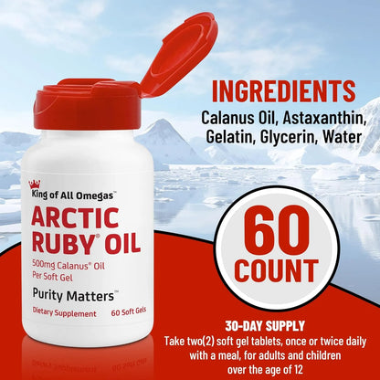 Aceite De Rubí Ártico Omega 3 Con Astaxantina 2 Mg Suplemento Nutricional
