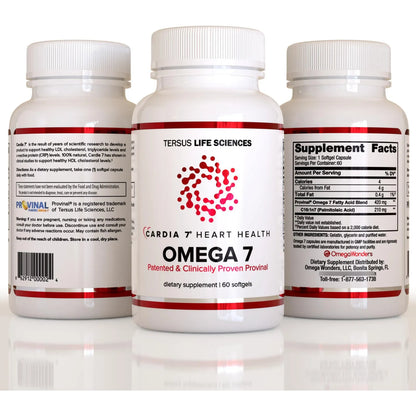 Cardia 7 Heart Health Omega 7 Suplemento Cardiaco Sin Olor a Pescado 60 Geles