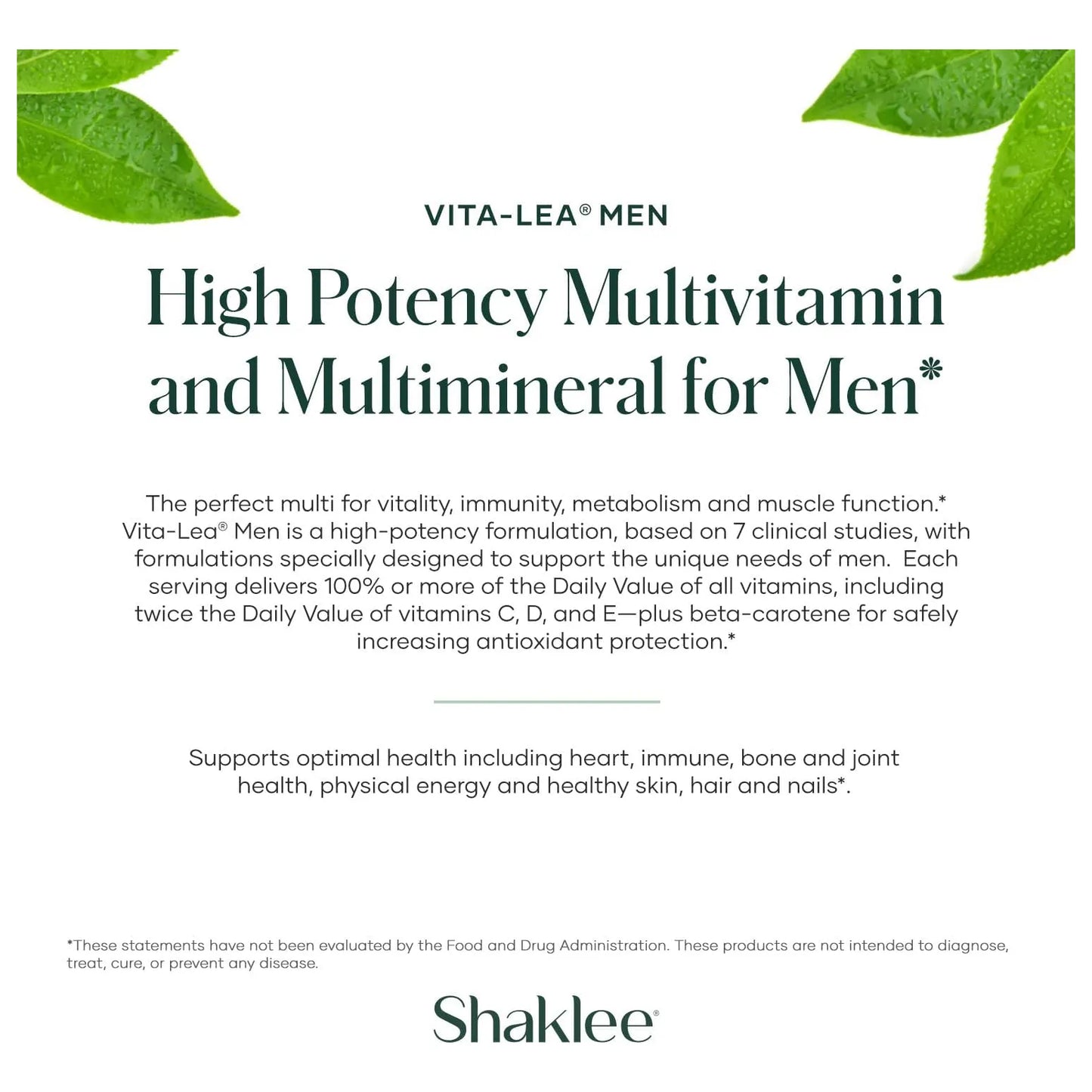 Multivitaminico Vita Lea Men Shaklee Salud Cardiaca Inmunologica Osea