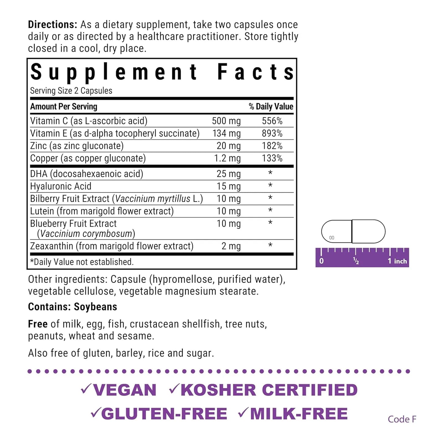 Cuidado Ocular Macular Y Luz Azul 60 Capsulas Vegano Sin Gluten