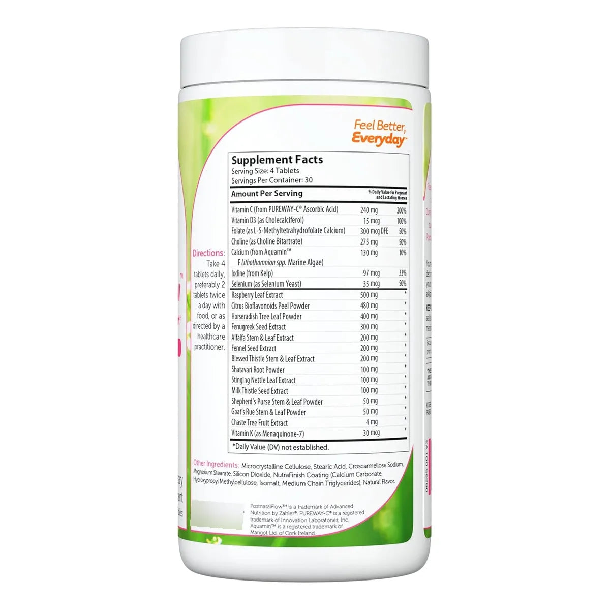 Vitaminas Postnatales Lactancia Cardo Mariano Alholva Hoja Frambuesa Zahler
