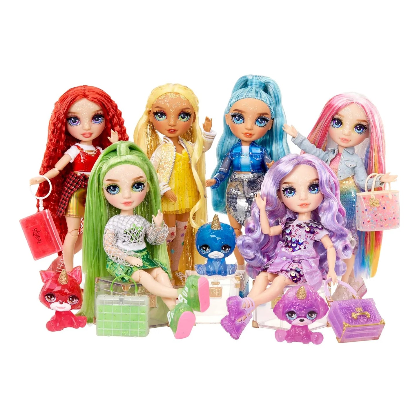 Muñeca Rainbow High Violeta Con Kit Slime Brillante Y Mascota Yeti Articulada 11 Pulgadas