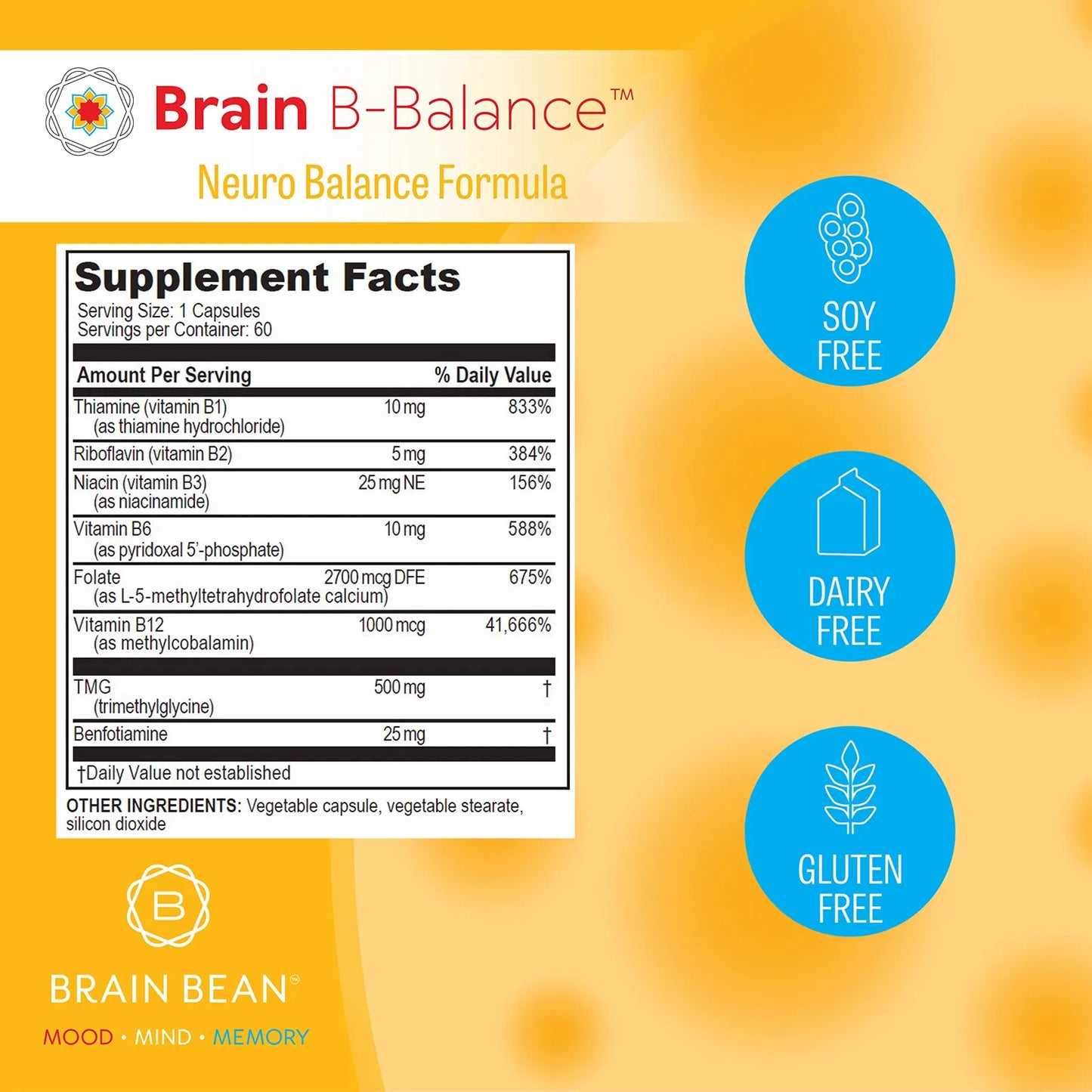 Brain B Balance Multivitaminico Metilado Complejo B 60 Capsulas Veganas