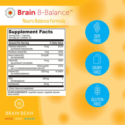 Brain B Balance Multivitaminico Metilado Complejo B 60 Capsulas Veganas