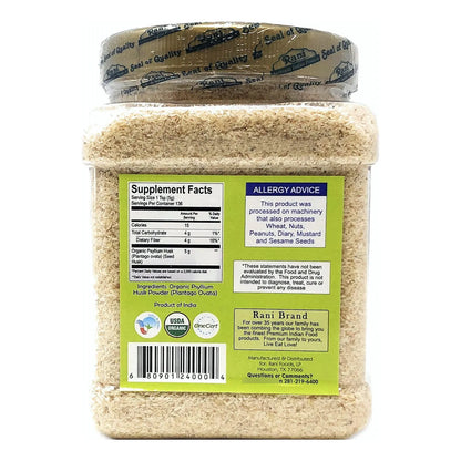 Polvo De Cascara Entera De Psyllium Organico 9.8 Onzas Fibra Natural Vegano Sin Gluten