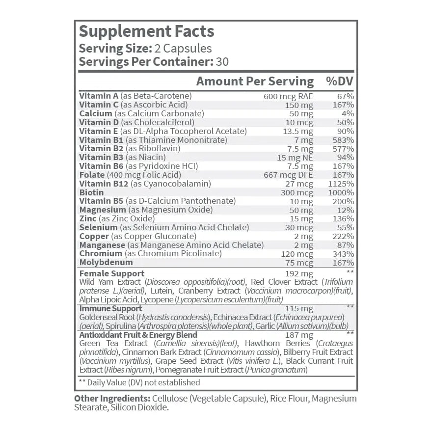 Capsulas Multivitaminicas Para Mujeres Con Biotina Energia Y Salud Hormonal 60 Capsulas