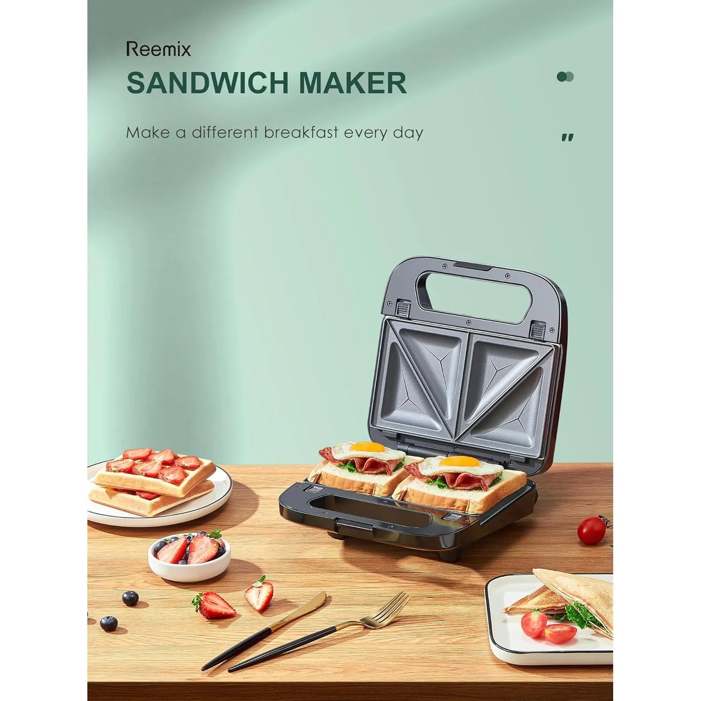 Juego De Gofres Multifuncional 3 En 1 Parrilla Y Sandwich Antiadherente