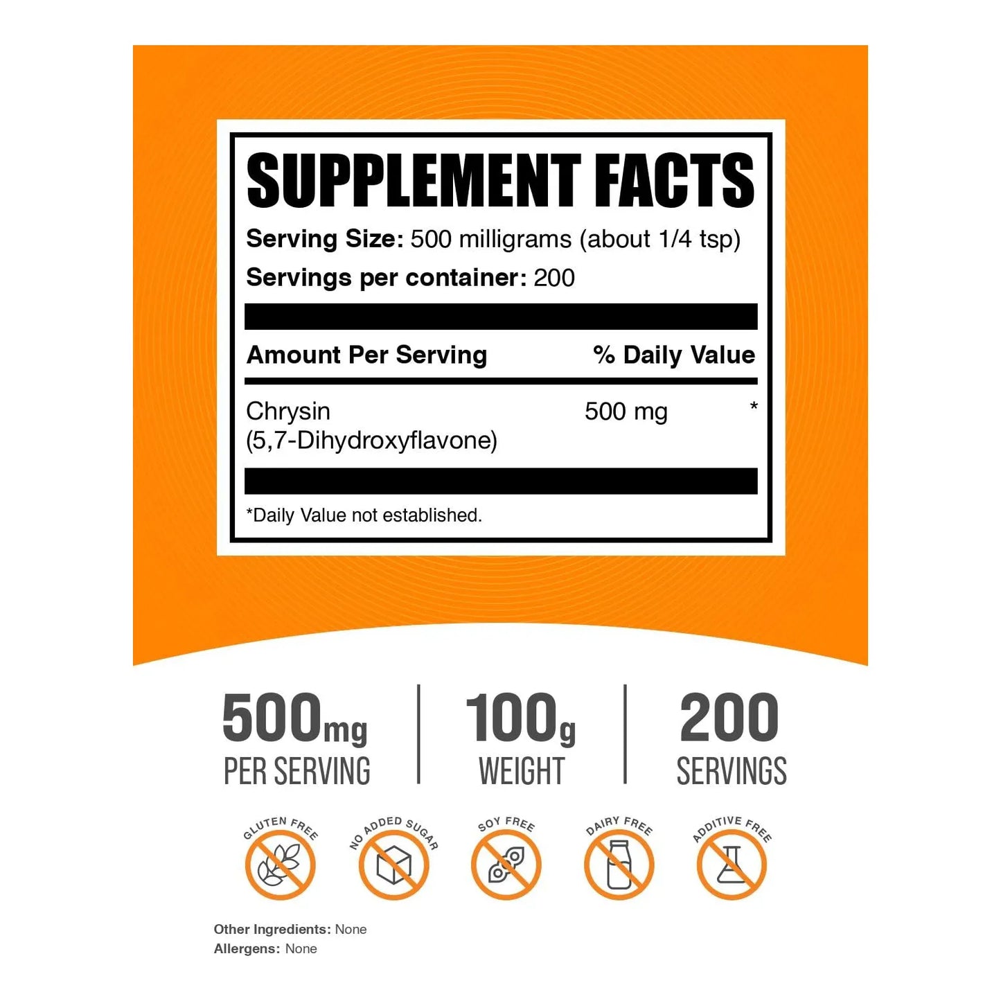 Polvo De Crisina 500 Mg Antioxidante 100 G 5 7 Dihidroxiflavona Suplemento Sin Gluten