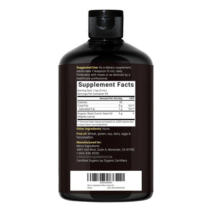 Aceite De Semilla Negra Orgánico 16 Onzas Prensado En Frío Rico En Omega 3 6 9