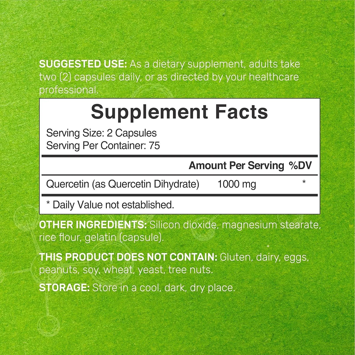 Quercetina 1000 Mg 300 Capsulas Antioxidante Soporte Inmunologico
