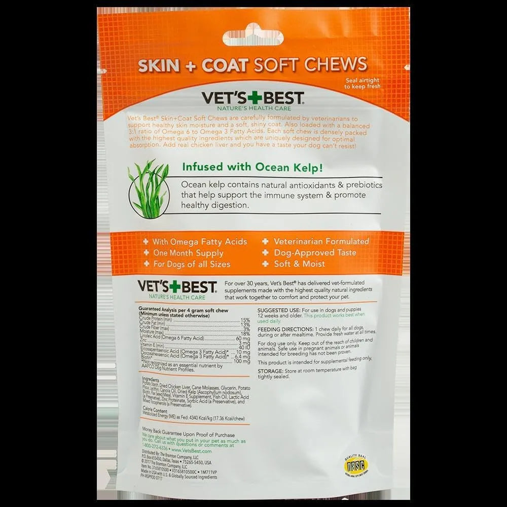 Masticables Suaves Para Perros Con Vitamina E Y Biotina Vet's Best Skin Coat