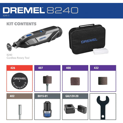 Kit Herramientas Rotativas Inalambricas Dremel 8240 12V Con 5 Accesorios Y Bolsa