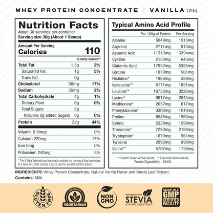 Proteina De Suero En Polvo Alimentada Con Hierba Natural Vainilla 2 Lb