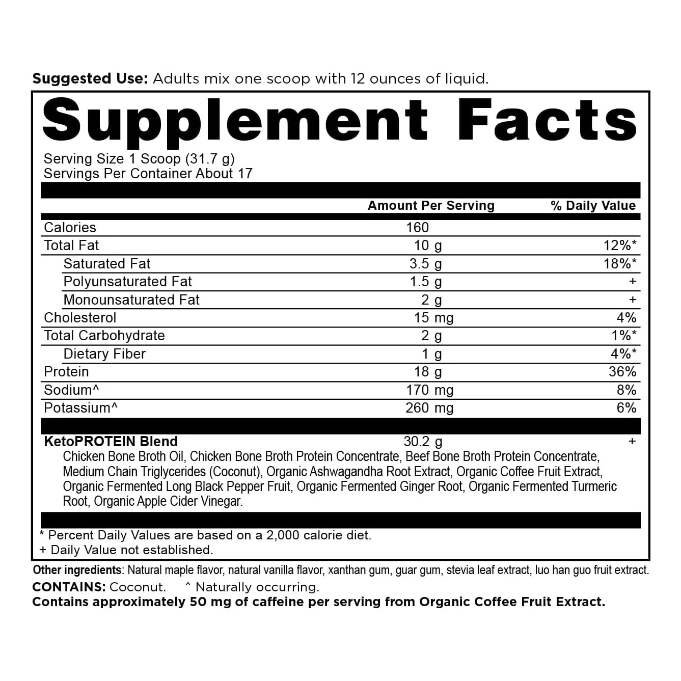 Proteínas Keto Vainilla Ancient Nutrition 450g Polvo Cetogénico Energía Y Cetosis