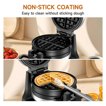 Waflera Eléctrica Greeze SW-2090A Plateado Y Negro Waffles Perfectos