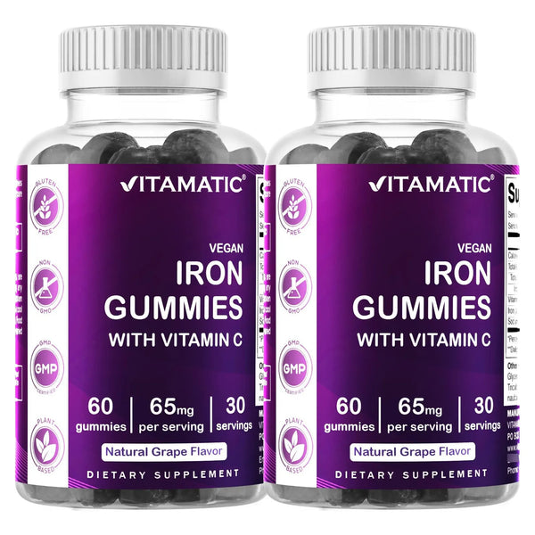 Gomitas De Hierro Sabor Frambuesa 65 Mg Suplemento Vegano Con Vitamina C
