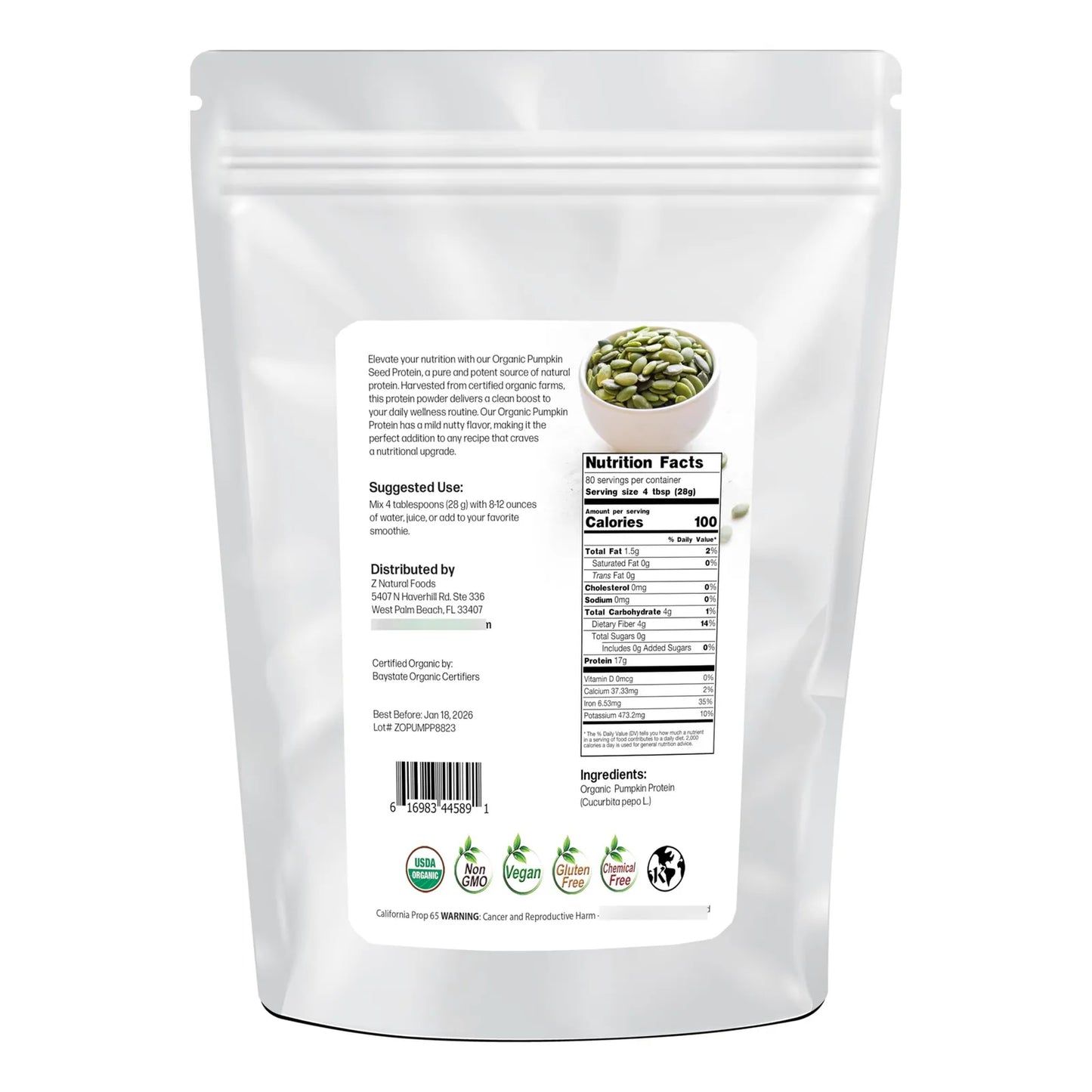 Proteína Orgánica En Polvo De Semillas De Calabaza Vegana Sin Gluten