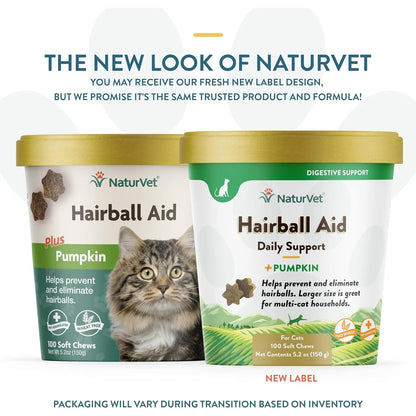 Suplemento Bolas De Pelo Para Gatos 100 Masticables Suaves NaturVet Con Calabaza