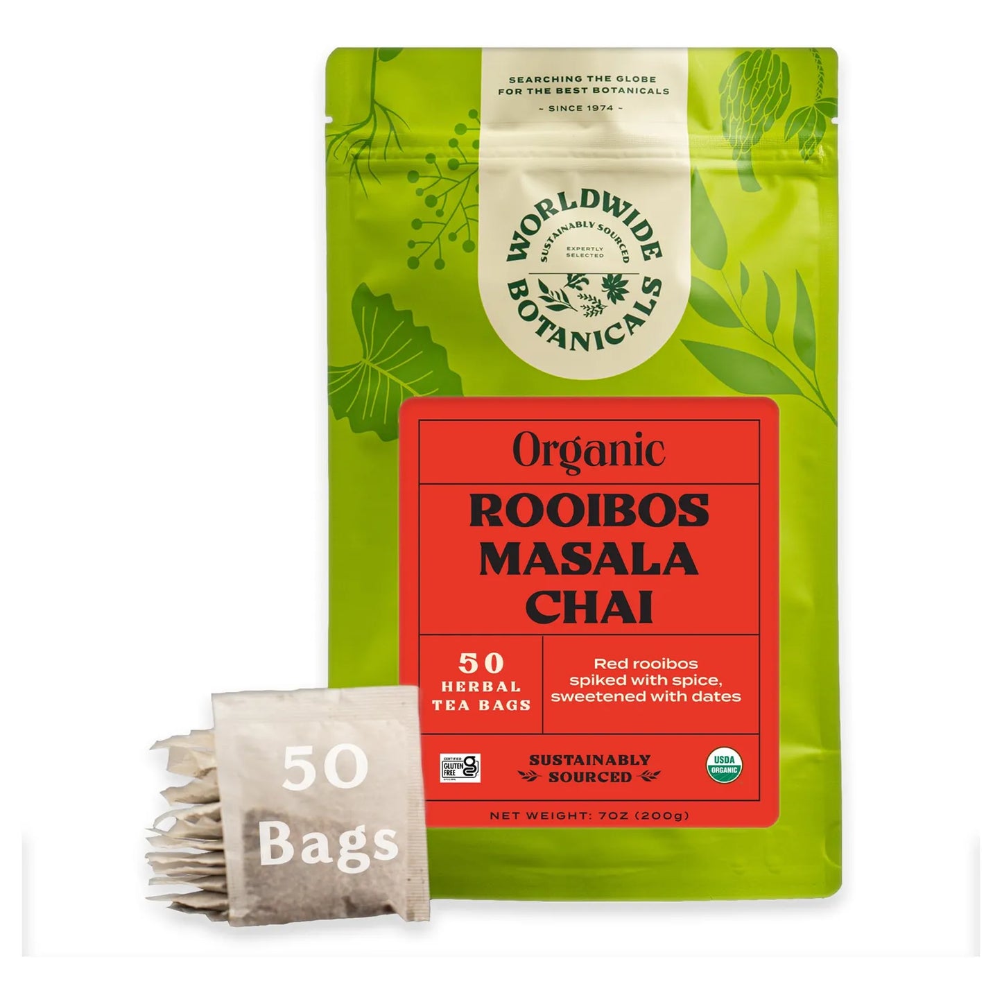 Té Orgánico Rooibos Masala Chai 50 Bolsas Sin Cafeína Digestivo Antioxidante