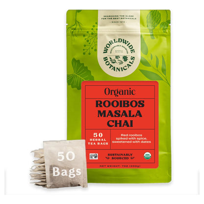 Té Orgánico Rooibos Masala Chai 50 Bolsas Sin Cafeína Digestivo Antioxidante