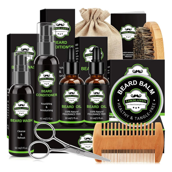 Kit De Barba 10 En 1 Cuidado Profesional Con Aceite Bálsamo Y Herramientas