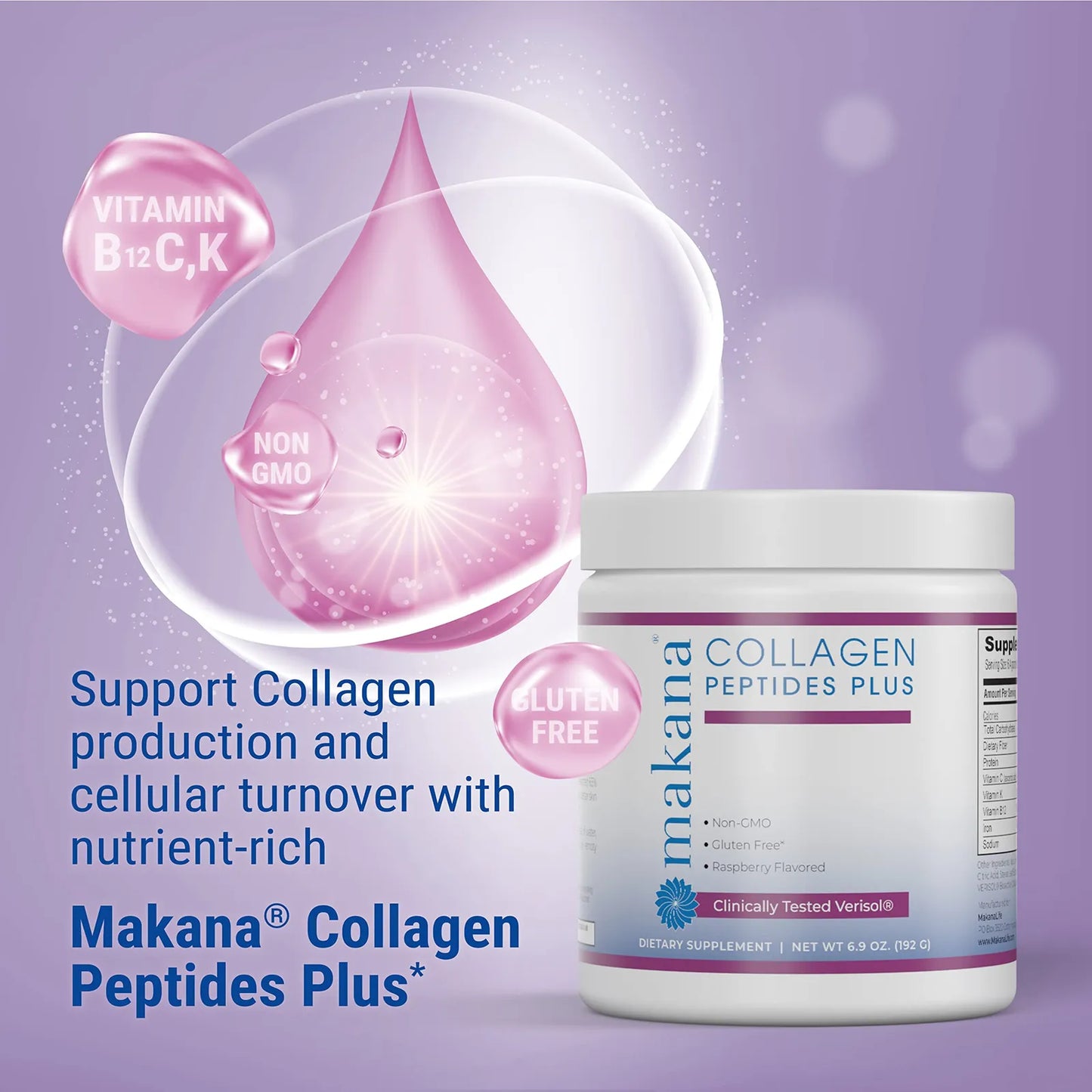 Péptidos De Colágeno Plus Con Verisol Vitamina C Y Ácido Hialurónico Sabor Frambuesa 30 Porciones