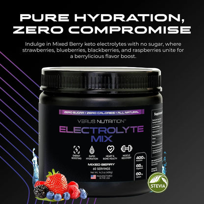 Electrolitos En Polvo Sin Azucar Hidratacion Cero Calorias Para Ayuno Keto Y Vegano Sabor Bayas Mixtas