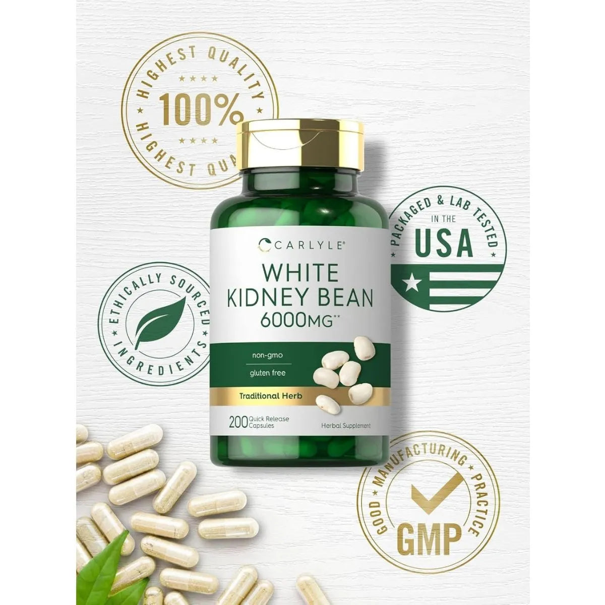 Suplemento Natural De Frijol Blanco 6000mg Cápsulas Sin Ogm - Imagen 3