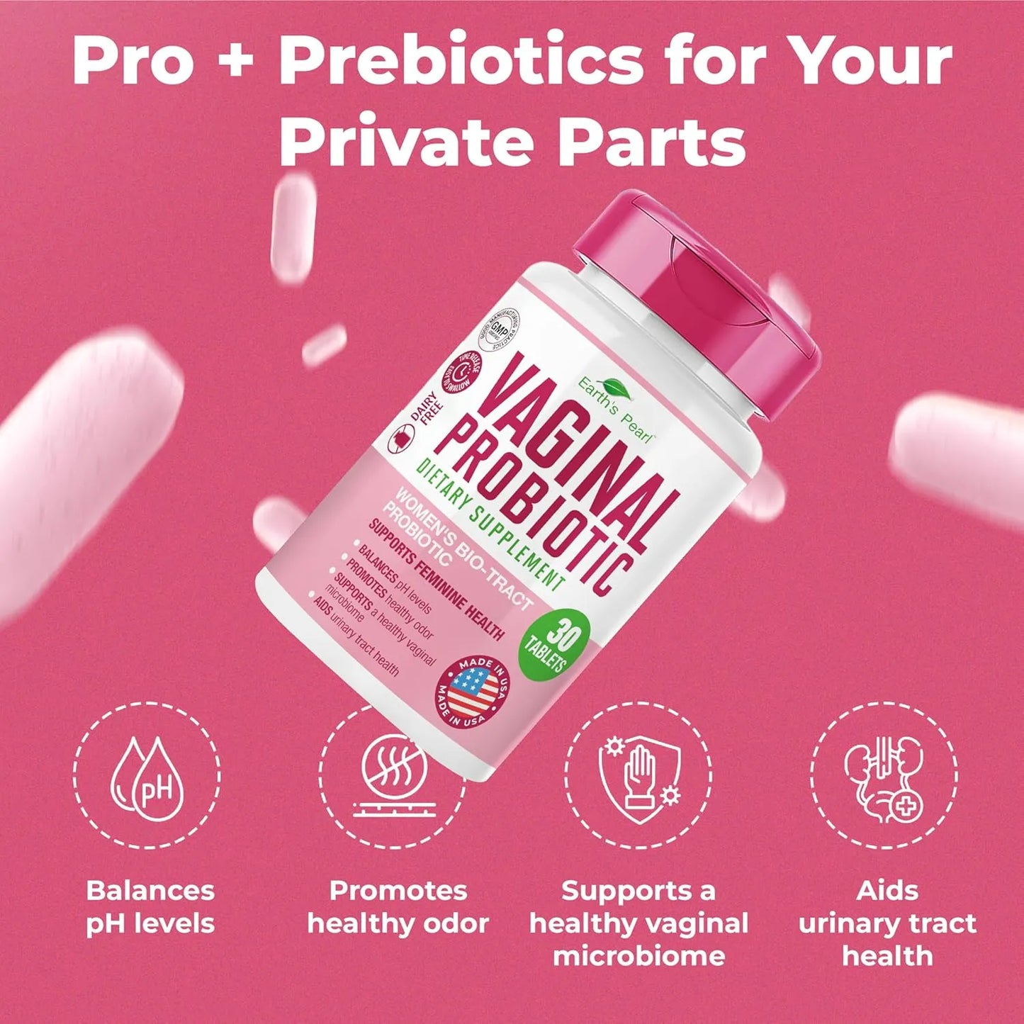 Probióticos Vaginales Earths Pearl 15 Veces Mas Efectivos Con BIO Tract Mejor Salud Intima