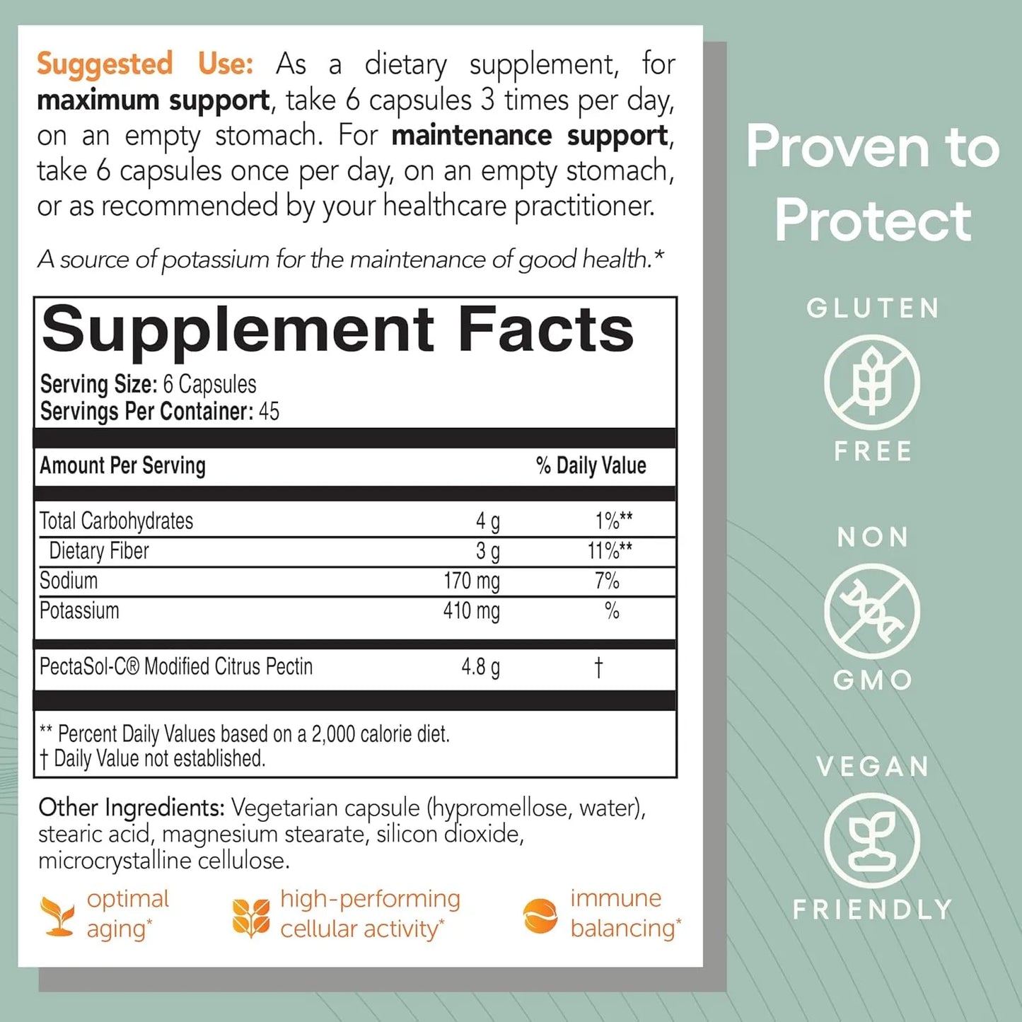 PectaSol C Pectina Cítrica Modificada 270 Cápsulas Vegetales Apoya Salud Inmunológica Y Cardiovascular