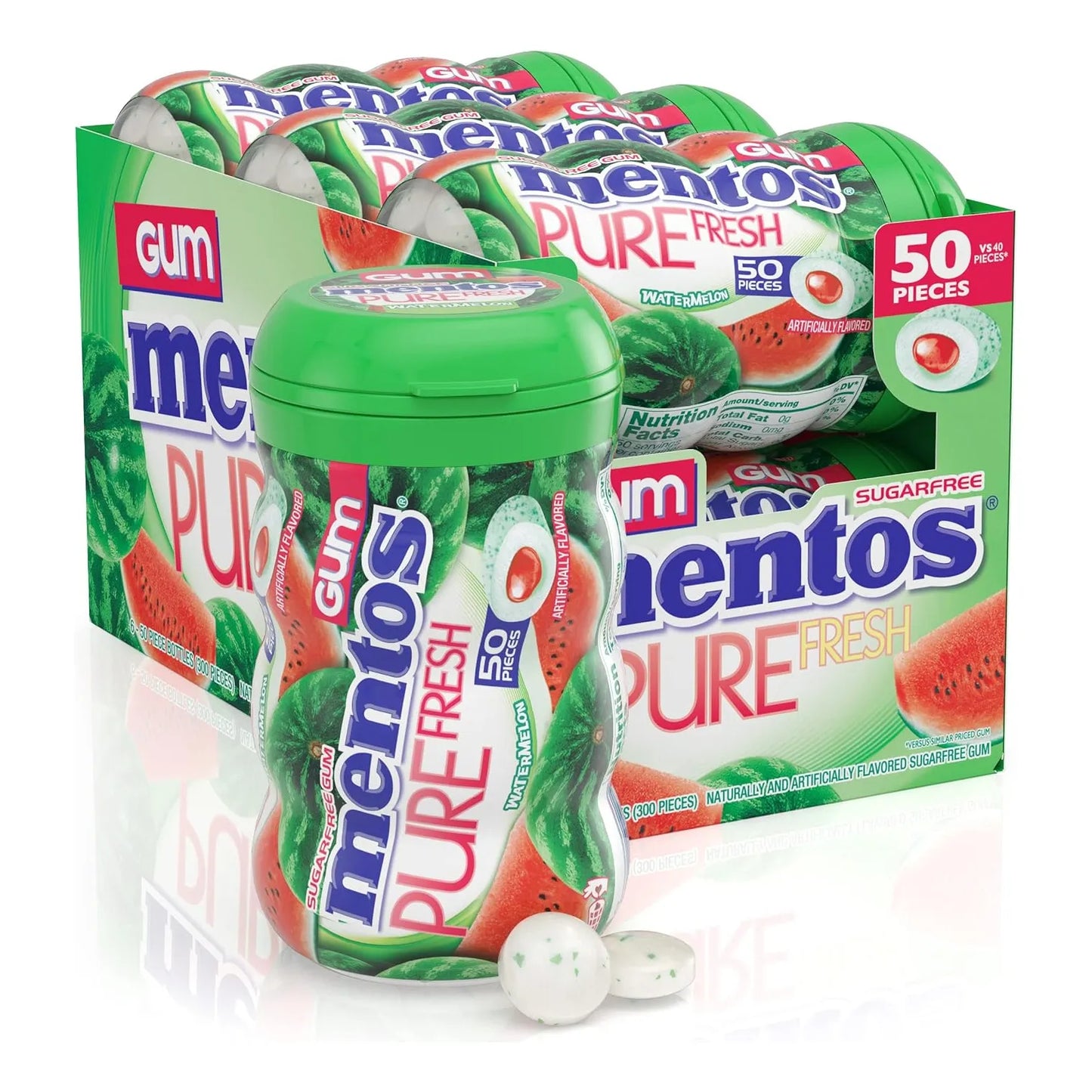 Goma De Mascar Mentos Pure Fresh Xilitol Sabor Sandia 300g 6 Botellas Sin Azucar