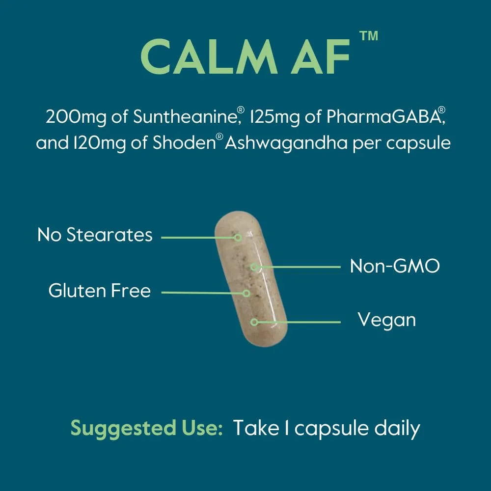 Capsulas Calm AF 60 Unidades Formula Avanzada Shoden Ashwagandha Suntheanine PharmaGABA