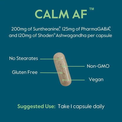 Capsulas Calm AF 60 Unidades Formula Avanzada Shoden Ashwagandha Suntheanine PharmaGABA