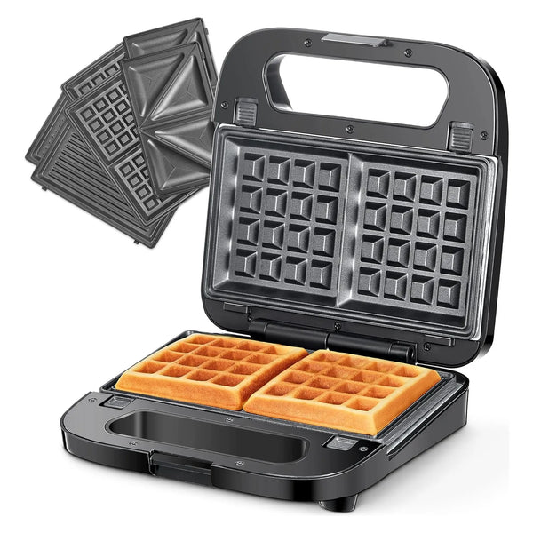 Juego De Gofres Multifuncional 3 En 1 Parrilla Y Sandwich Antiadherente
