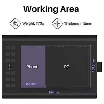 Tableta Grafica Huion Inspiroy H1060P Lapiz Sin Bateria 8192 Niveles Presion