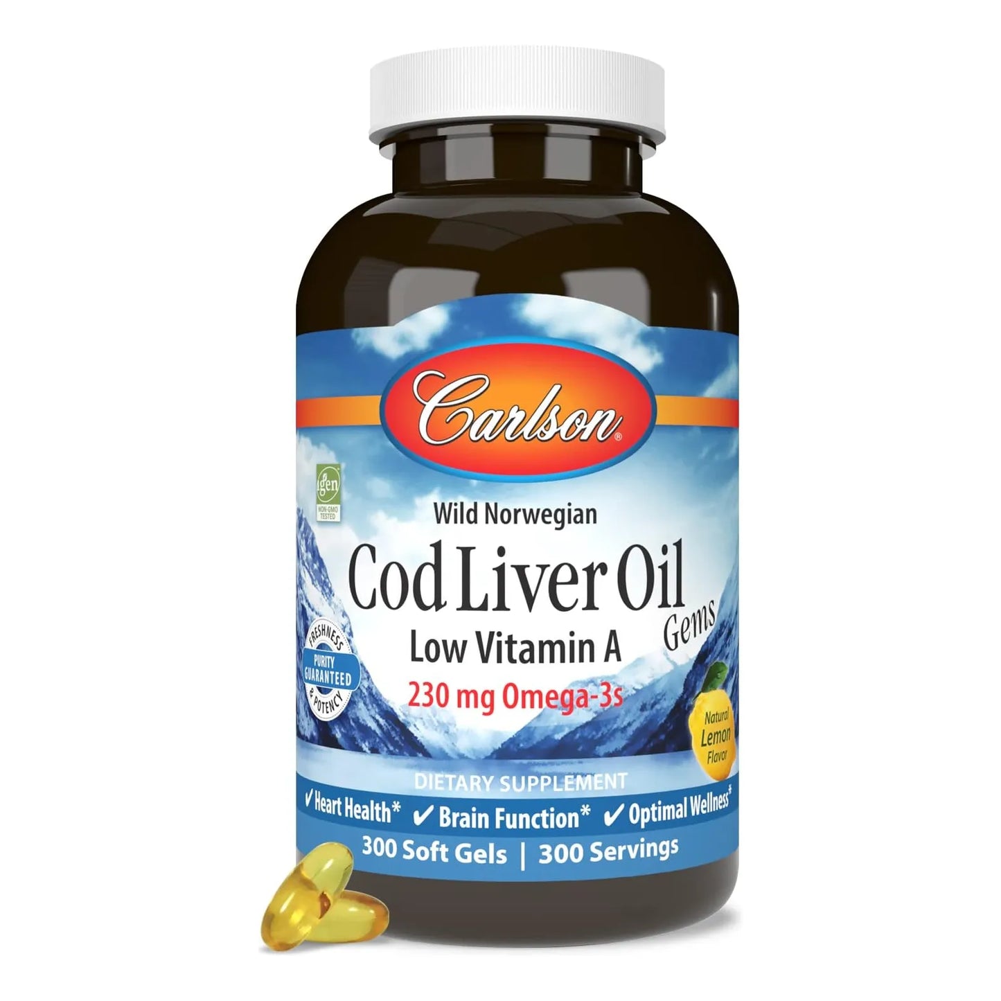 Aceite De Hígado De Bacalao Noruego 230 Mg Omega 3 Cápsulas Blandas Carlson