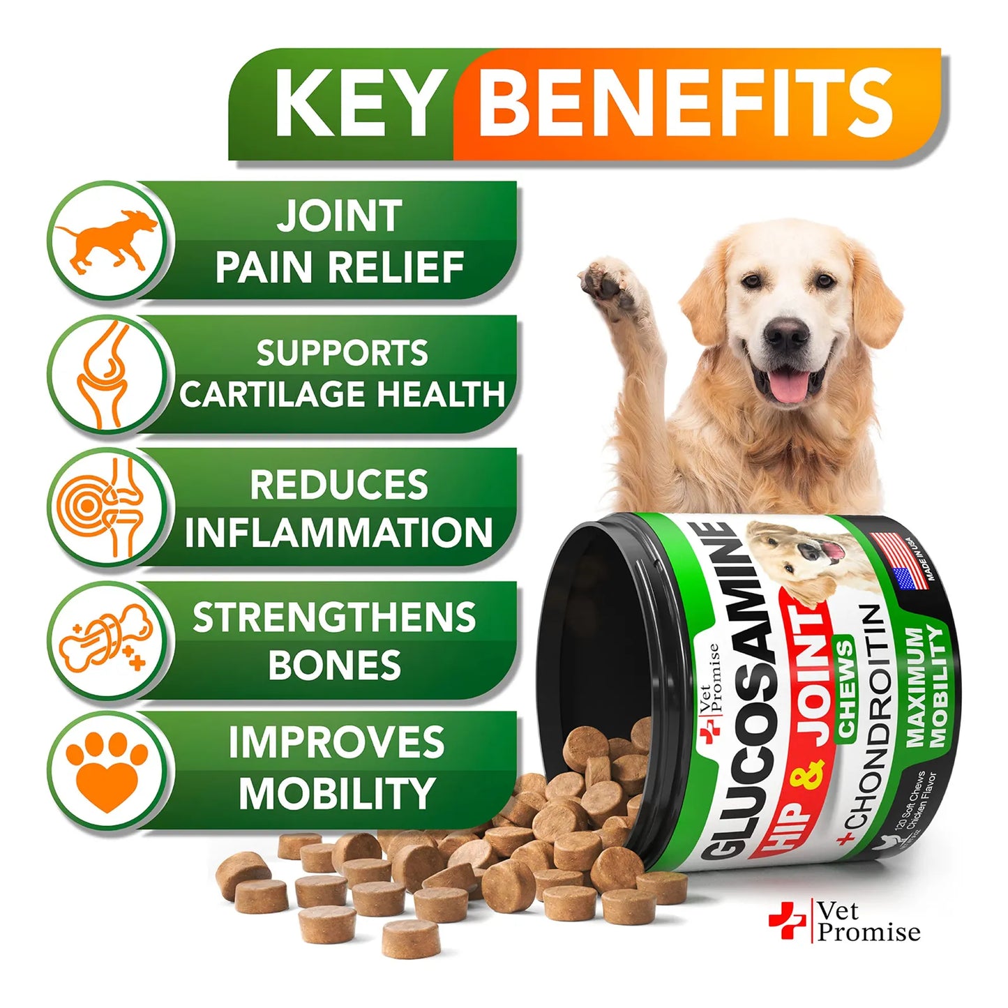 Suplemento Articular Glucosamina Condroitina MSM Para Perros 120 Masticables
