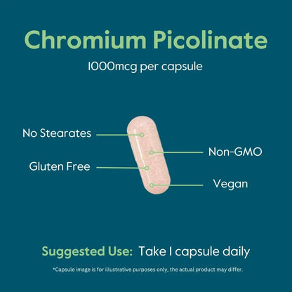 Picolinato De Cromo 1000mcg 480 Capsulas Vegano Sin Gluten Bestvite