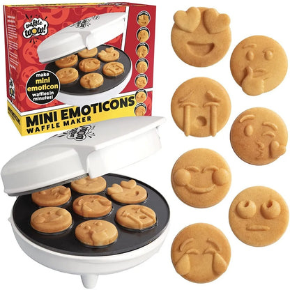 Maquina Para Mini Waffles 7 Emojis Antiadherente Divertida Y Practica