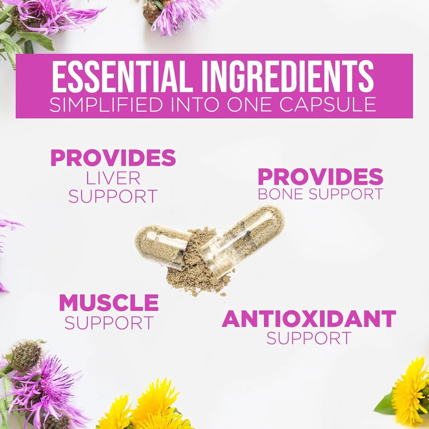 Extracto De Cardo Mariano Y Diente De León 1000 Mg Suplemento Hepático Natural