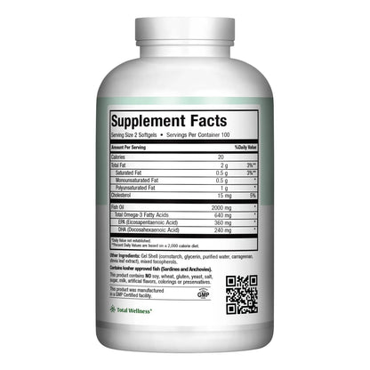 Suplemento Omega 3 Aceite De Pescado 2000 Mg EPA DHA Corazon Cerebro Articulaciones