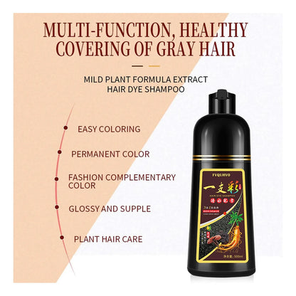 Champú Natural 3 En 1 Cobertura Canas Tinte Instantáneo Sin Daño Cabello