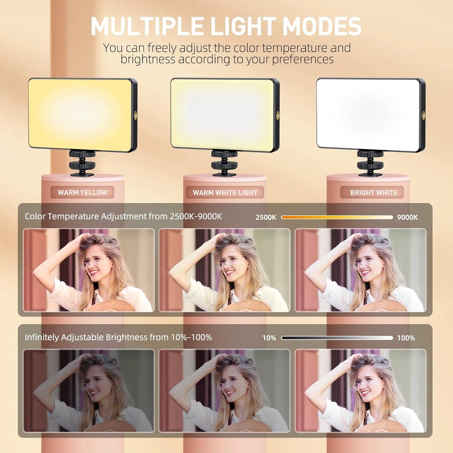 Meixitoy 120 Luces Led Para Teléfono Luz Selfie 3 Modos Recargable 5000Mah